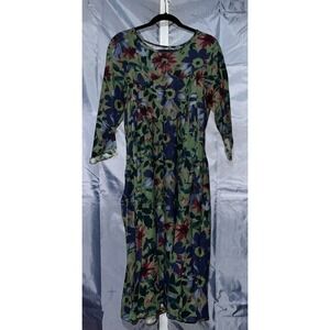 Boutique 100% Linen Floral Botanical Maxi Dress with Pockets